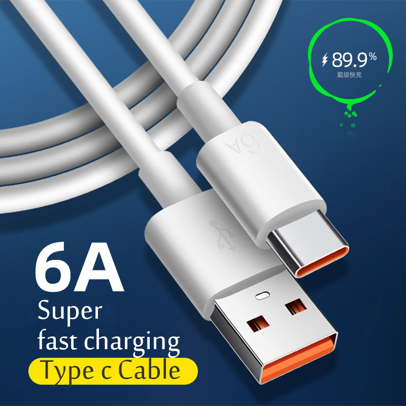 6A 66W USB Type C Super Fast Cable Fast Charging - 1m, white