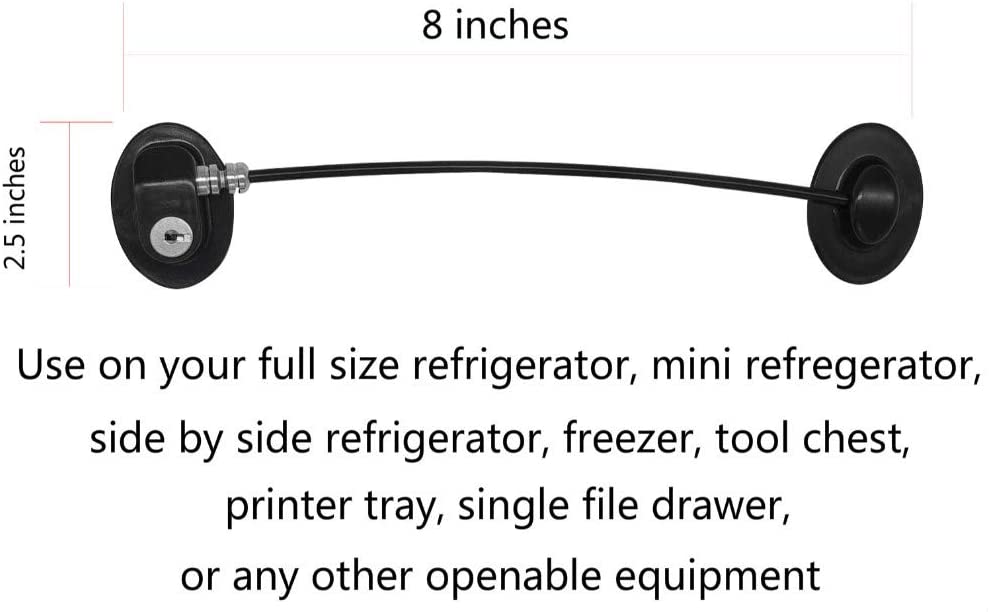 Refrigerator Door Locks,Freezer Door Locks,File Drawer Cabinet Locks by REZIPO Black with 4 keys (2 pack)