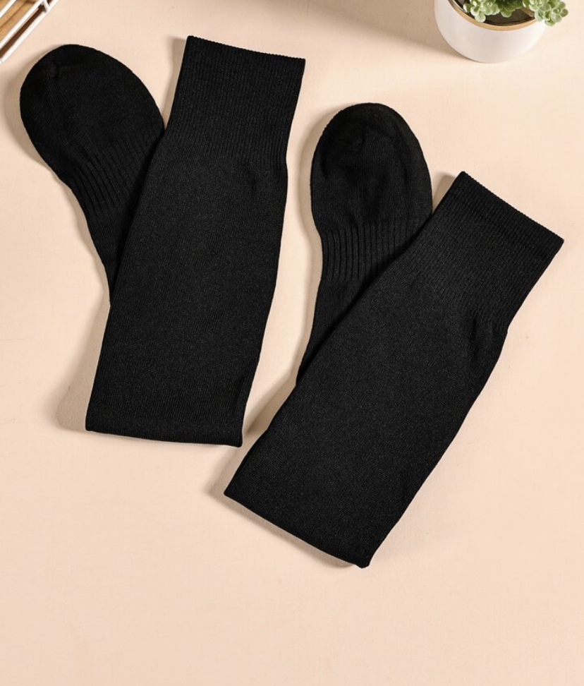 Men Solid Football Socks - black/ one size