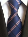 Men Plaid Pattern Fashion Tie - Navy Blue