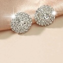 Rhinestone Decor Stud Earrings - silver/ one size