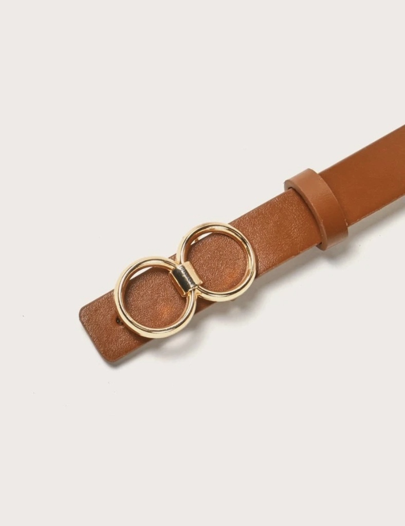 Double O-ring Buckle Belt - Brown