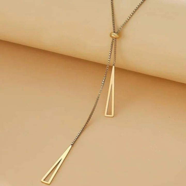 Geometric Charm Y Lariat Necklace - yellow gold/ one size