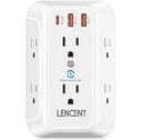 LENCENT US Wall Socket Extender with 6 AC 2 USB