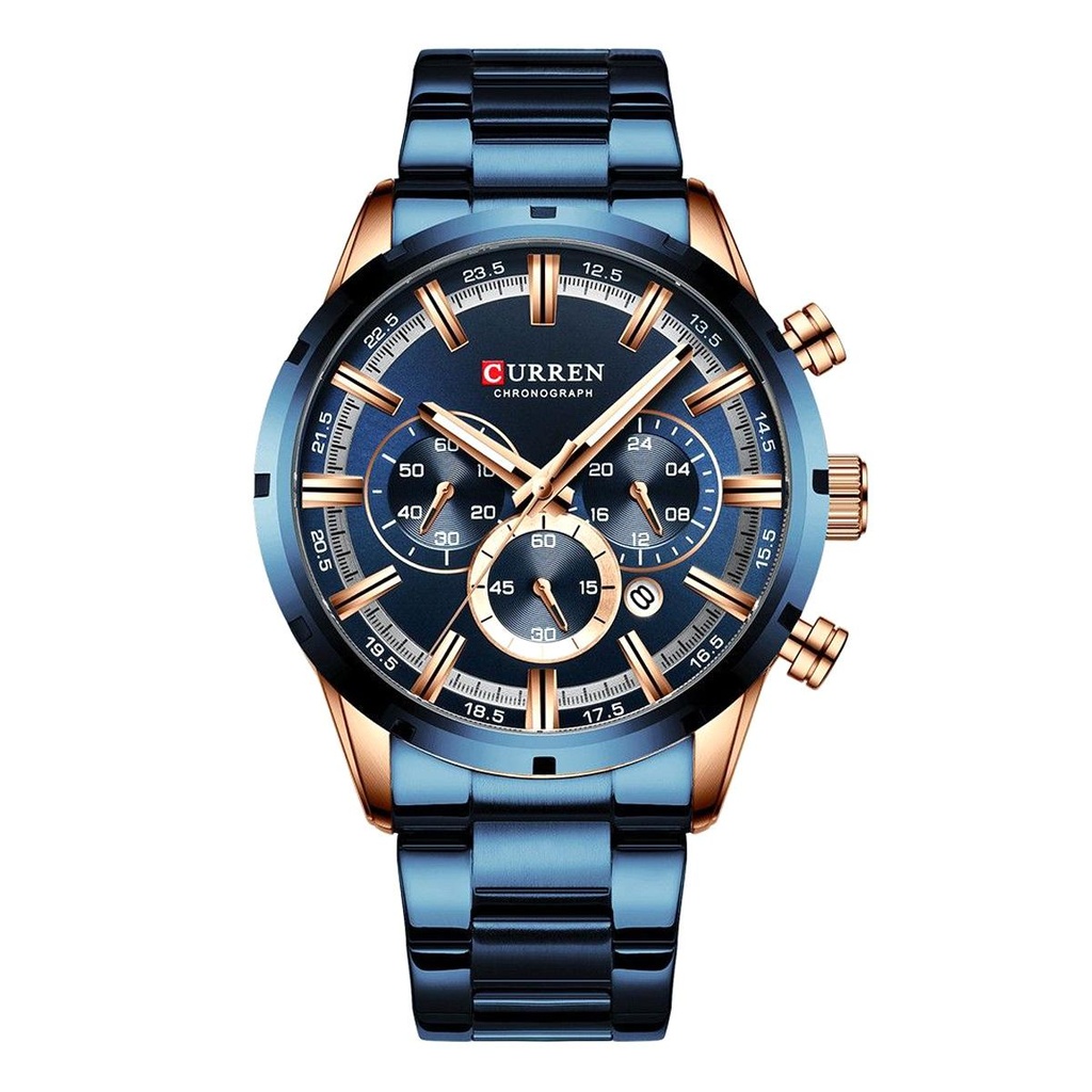 CURREN Stainless Steel Watches for Men - Blue/rose gold