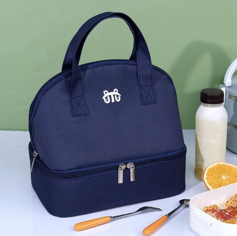 Lunch Bag, Modern Polyester Waterproof 2 pockets (Navy blue)