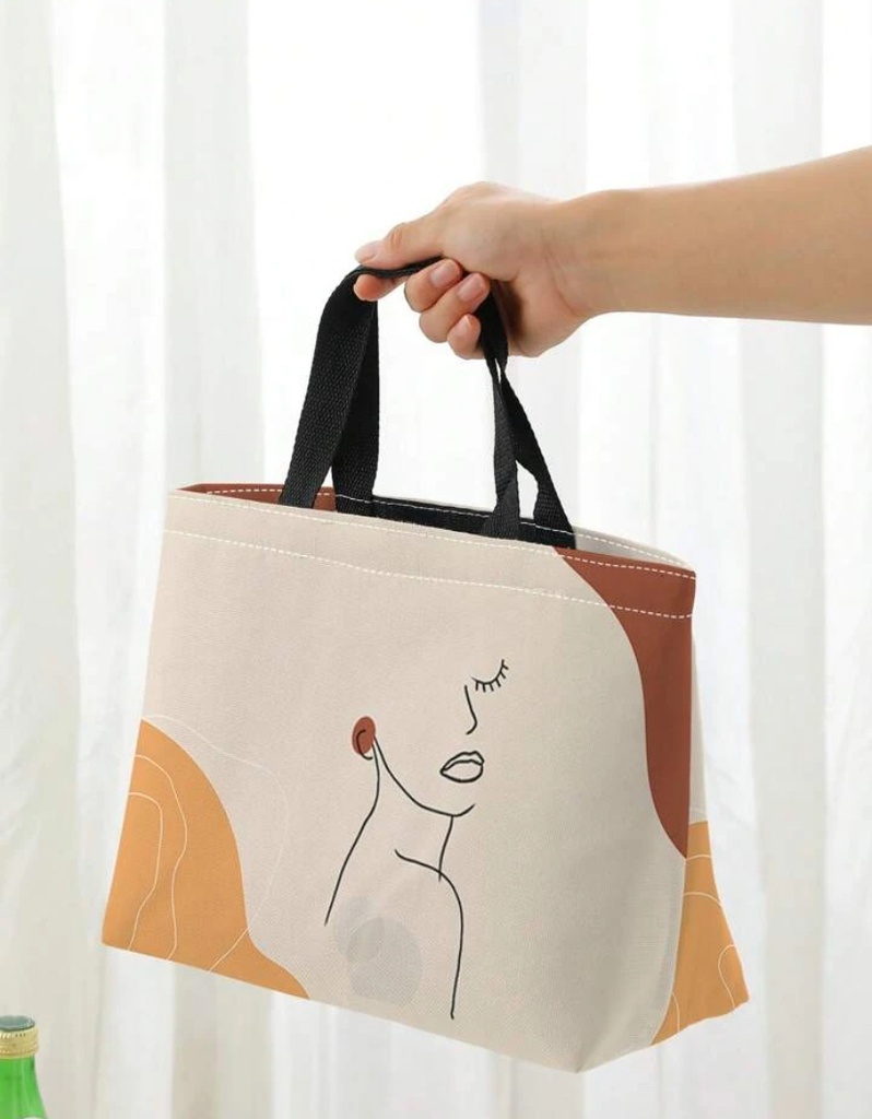 Figure Graphic Lunch Bag, Portable Polyester (Multicolor orange)
