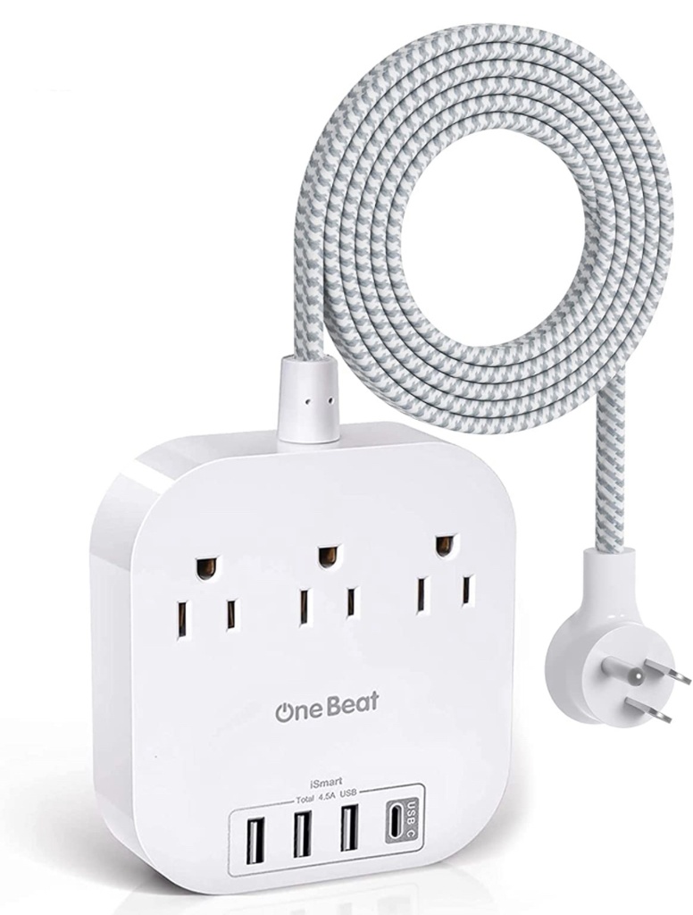 OneBeat Desktop Power strip with 3 outlets and 4 USB Ports