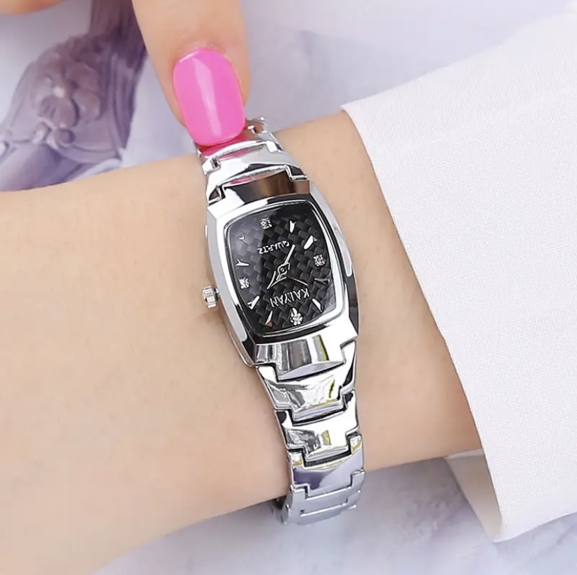 Luxury Crystal Women Bracelet Watch - Silver Black