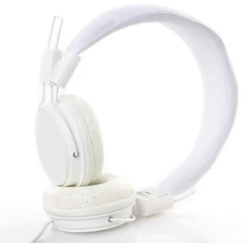 Kids Wired Ear Headphones Stylish Headband Earphones for iPad Tablet - White
