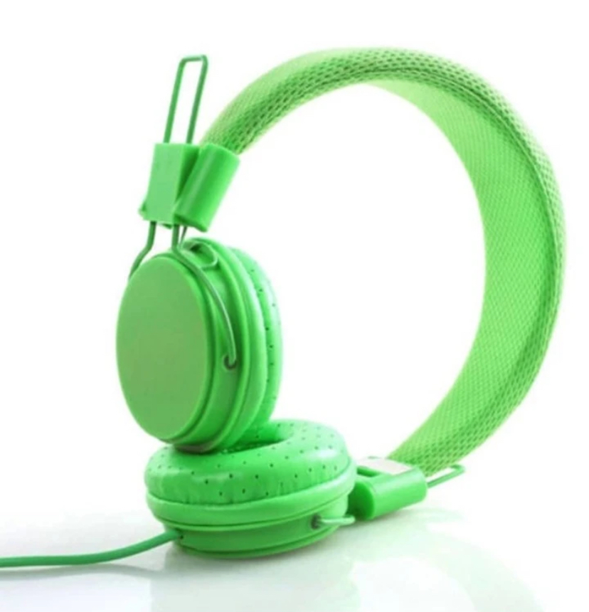 Kids Wired Ear Headphones Stylish Headband Earphones for iPad Tablet - Green