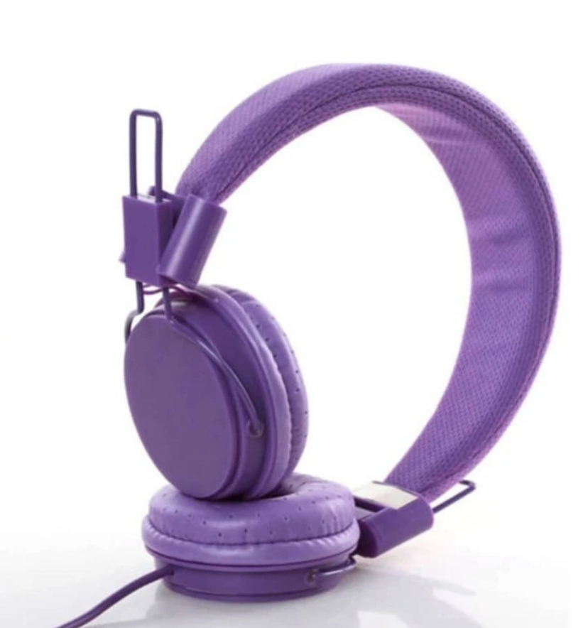Kids Wired Ear Headphones Stylish Headband Earphones for iPad Tablet - Purple