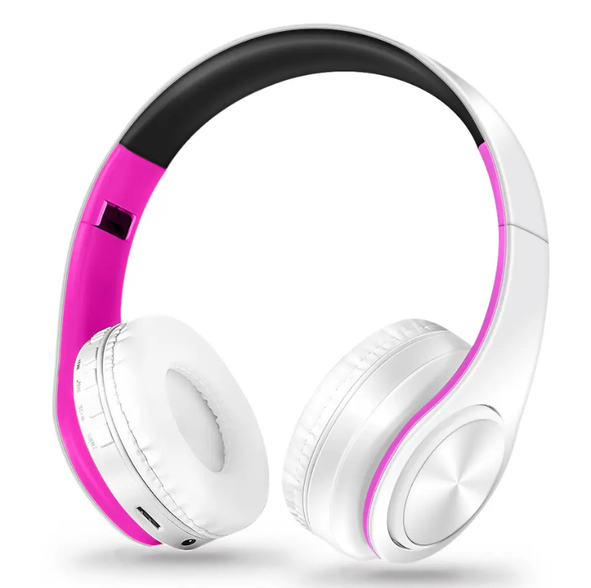AYVVPII Lossless Player Bluetooth Headphones with Microphone Wireless Stereo Headset Music for Iphone Samsung Xiaomi mp3 Sports - White Pink