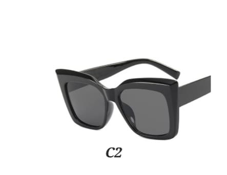 New Oversized Cat Eye Sunglasses Fashion Women Gradient UV400: C2, Black/black