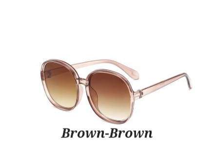 New Round Frame Sunglasses Women Oversized : Brown Brown