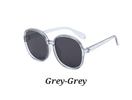 New Round Frame Sunglasses Women Oversized : Gray Gray