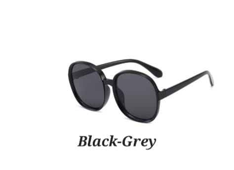 New Round Frame Sunglasses Women Oversized : Black Gray