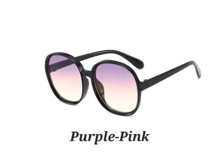 New Round Frame Sunglasses Women Oversized : Purple pink