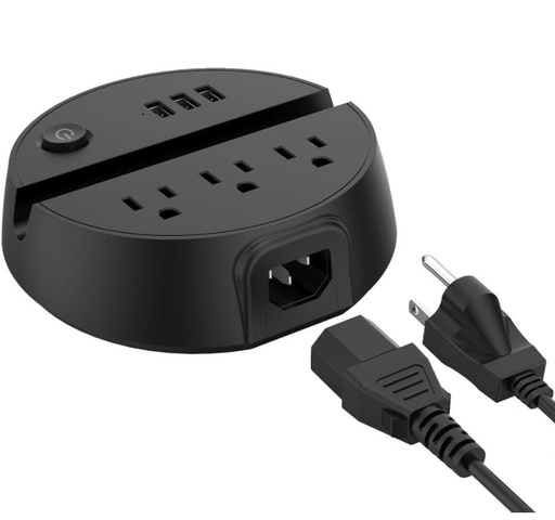 NTONPOWER Nightstand Power Strip 3 Outlets 3 USB 5ft Extension Cord (Black)