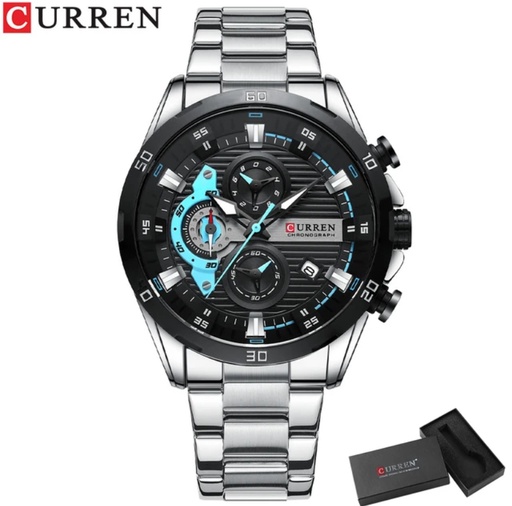 Curren Men's Watch Stainless Steel: Silver black
