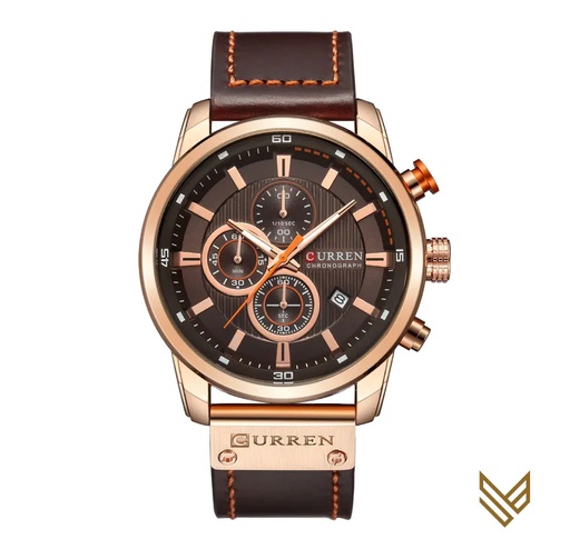 CURREN Men's Watch Leather band - Rose Gold/Brown