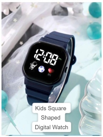 [sj2211208111582832] Kids Square Shaped Digital Watch - Navy blue