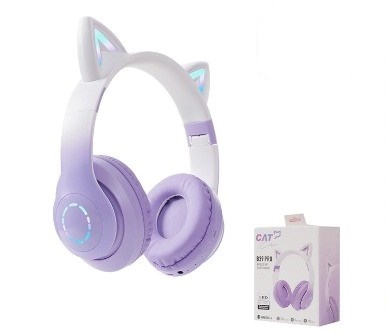 Bluetooth Wireless Childrens Headphones Cat Ear Glow Light - B39B Pro Purple