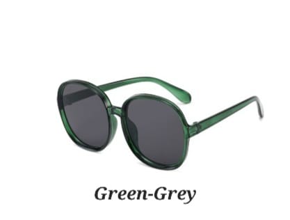 New Round Frame Sunglasses Women Oversized : Green Gray