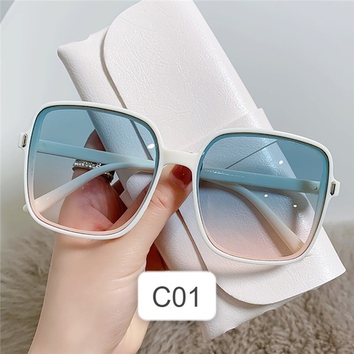 Sunglasses for Women Square: C01, white/blue pink gradient